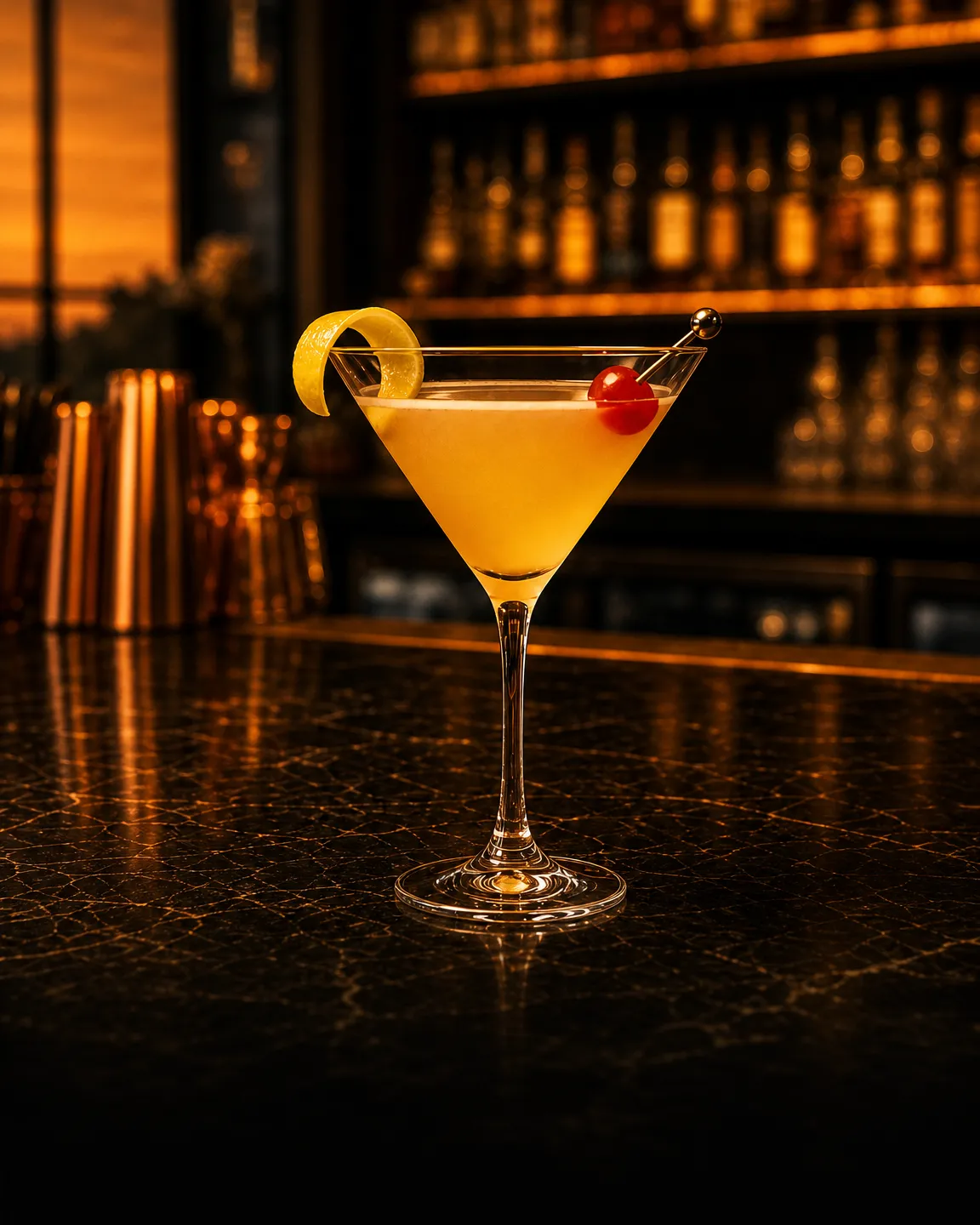 Abbey, cocktail aperitivo. Bicchiere: Coppa cocktail (Martini)