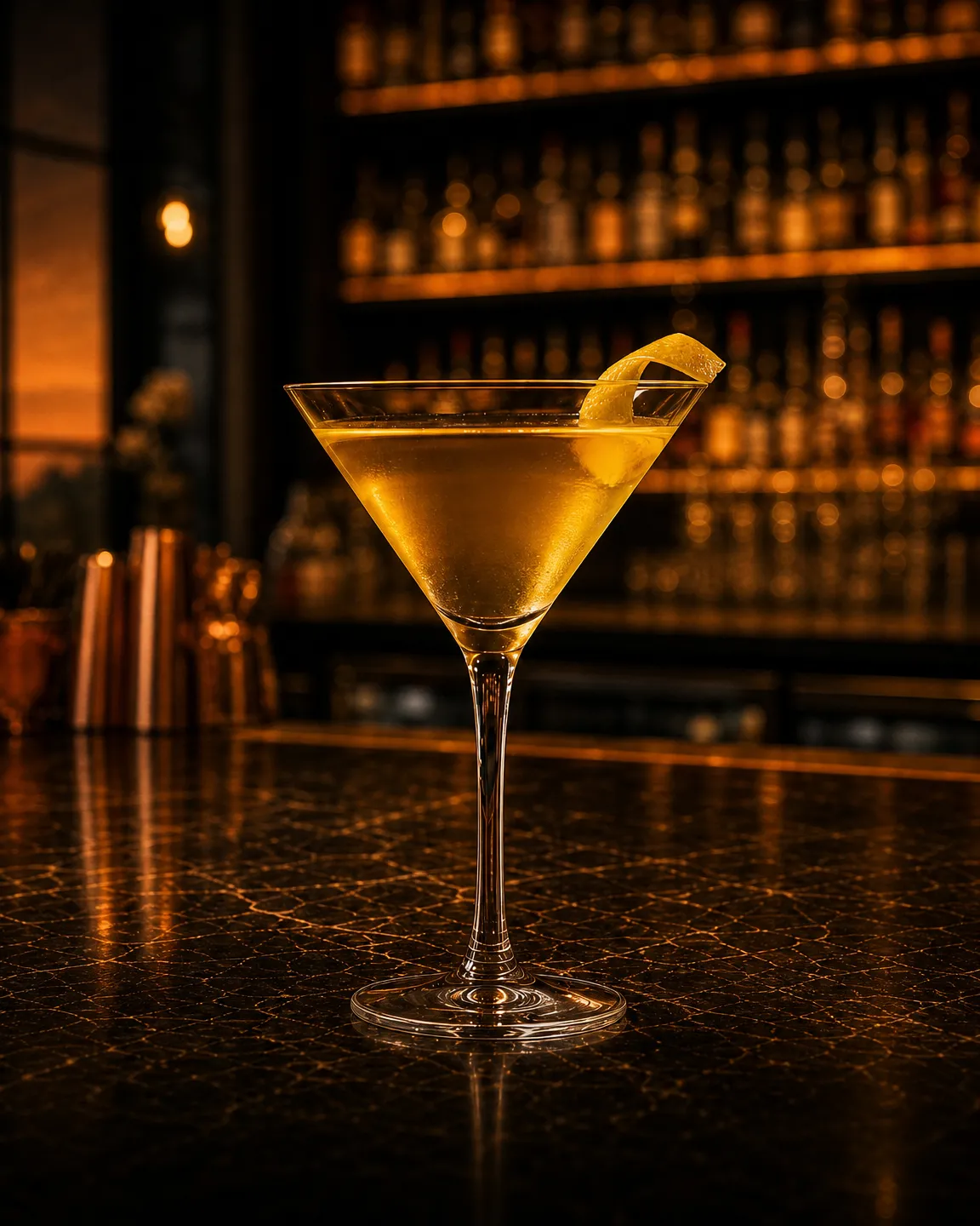 Alaska, cocktail aperitivo. Bicchiere: Coppa cocktail (Martini)