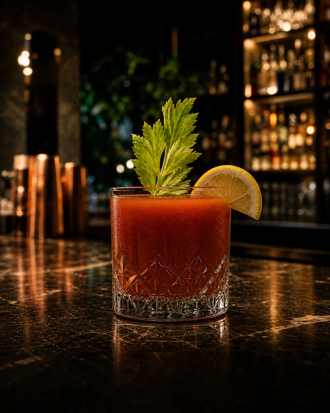 Bloody Mary, long drink. Glass: Rocks glass