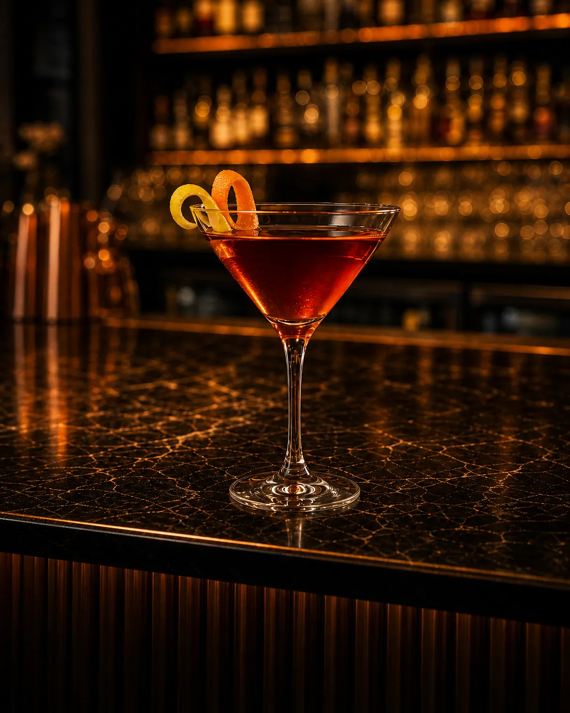 Boulevardier, cocktail aperitivo. Bicchiere: Coppa cocktail (Martini)