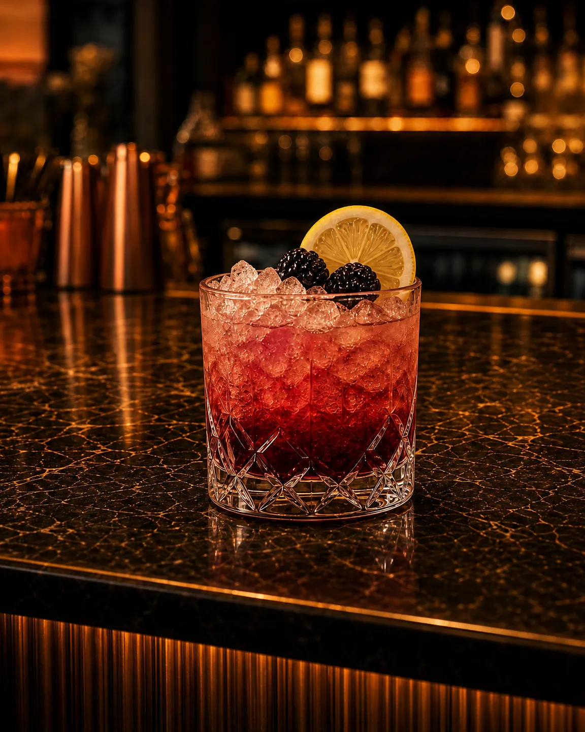 Bramble, cocktail aperitivo. Bicchiere: Old Fashioned o Tumbler Basso