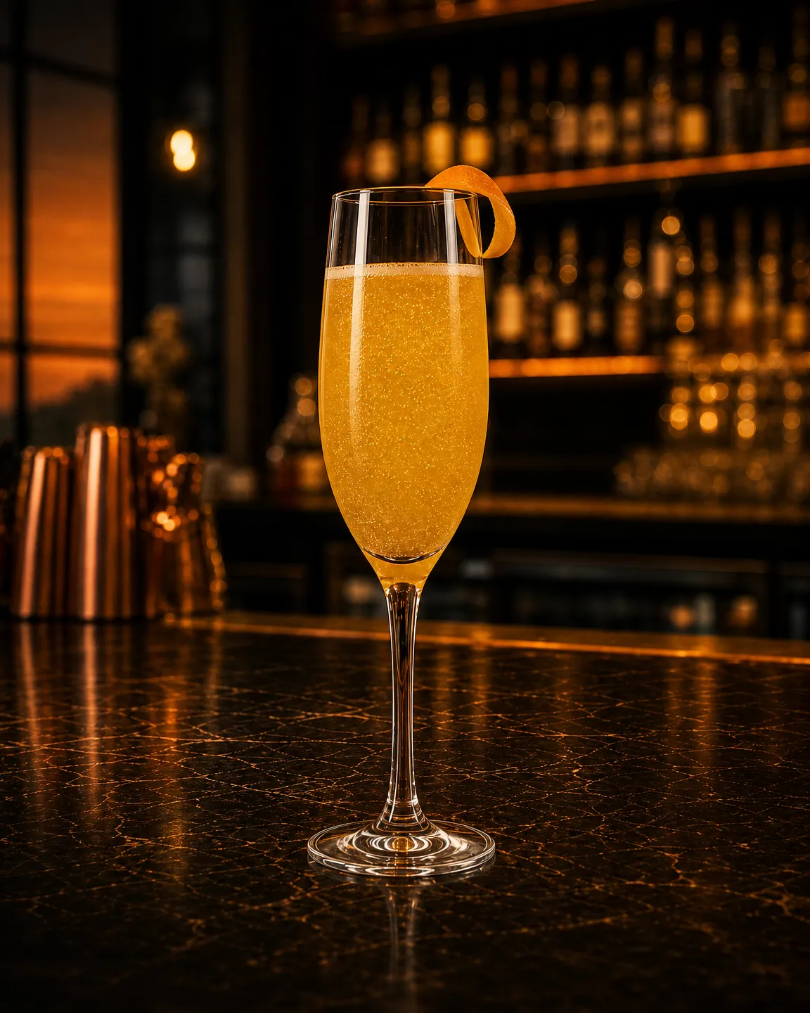 Buck's Fizz, cocktail aperitivo. Bicchiere: Flûte