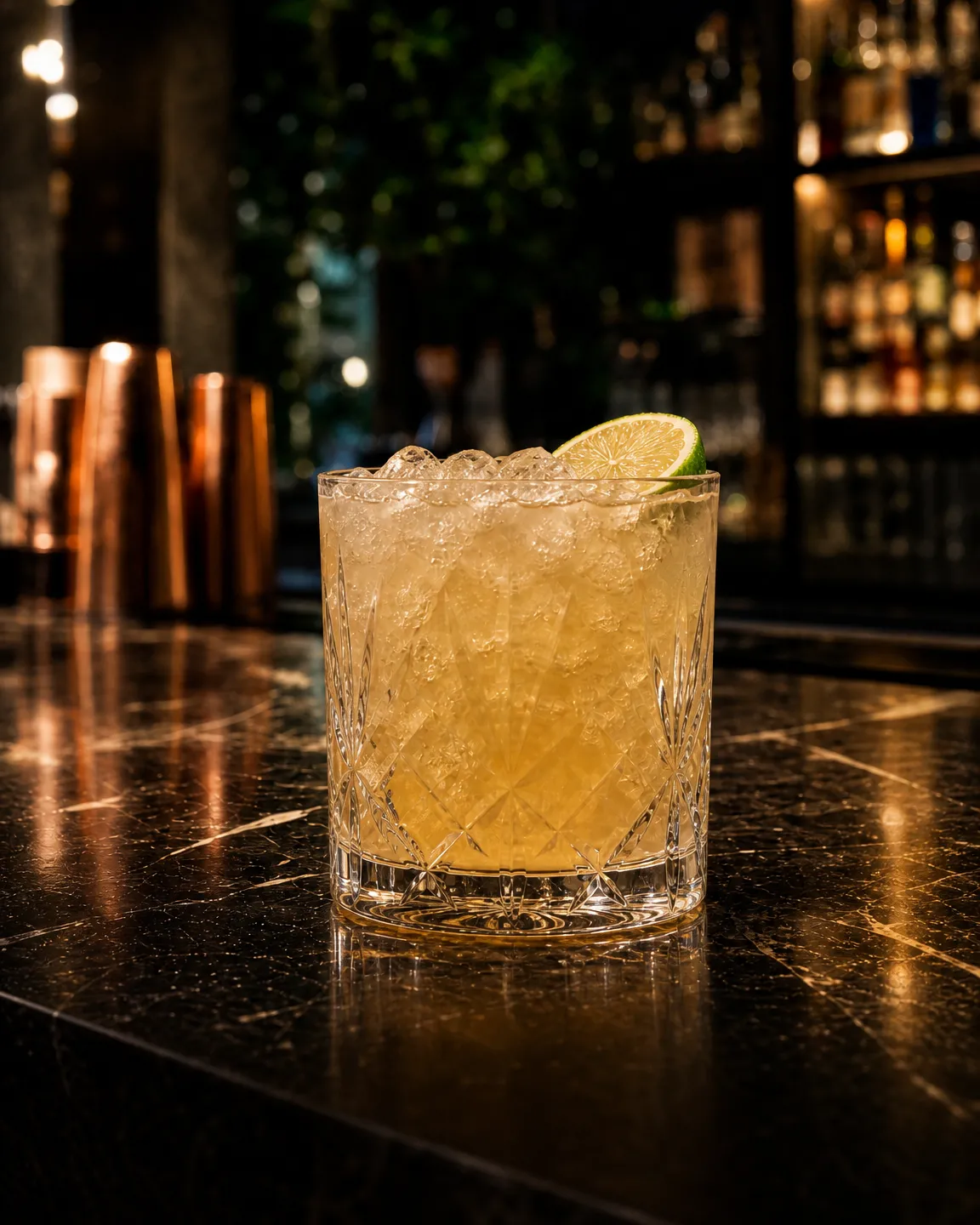 Canchánchara, long drink. Glass: Rocks glass