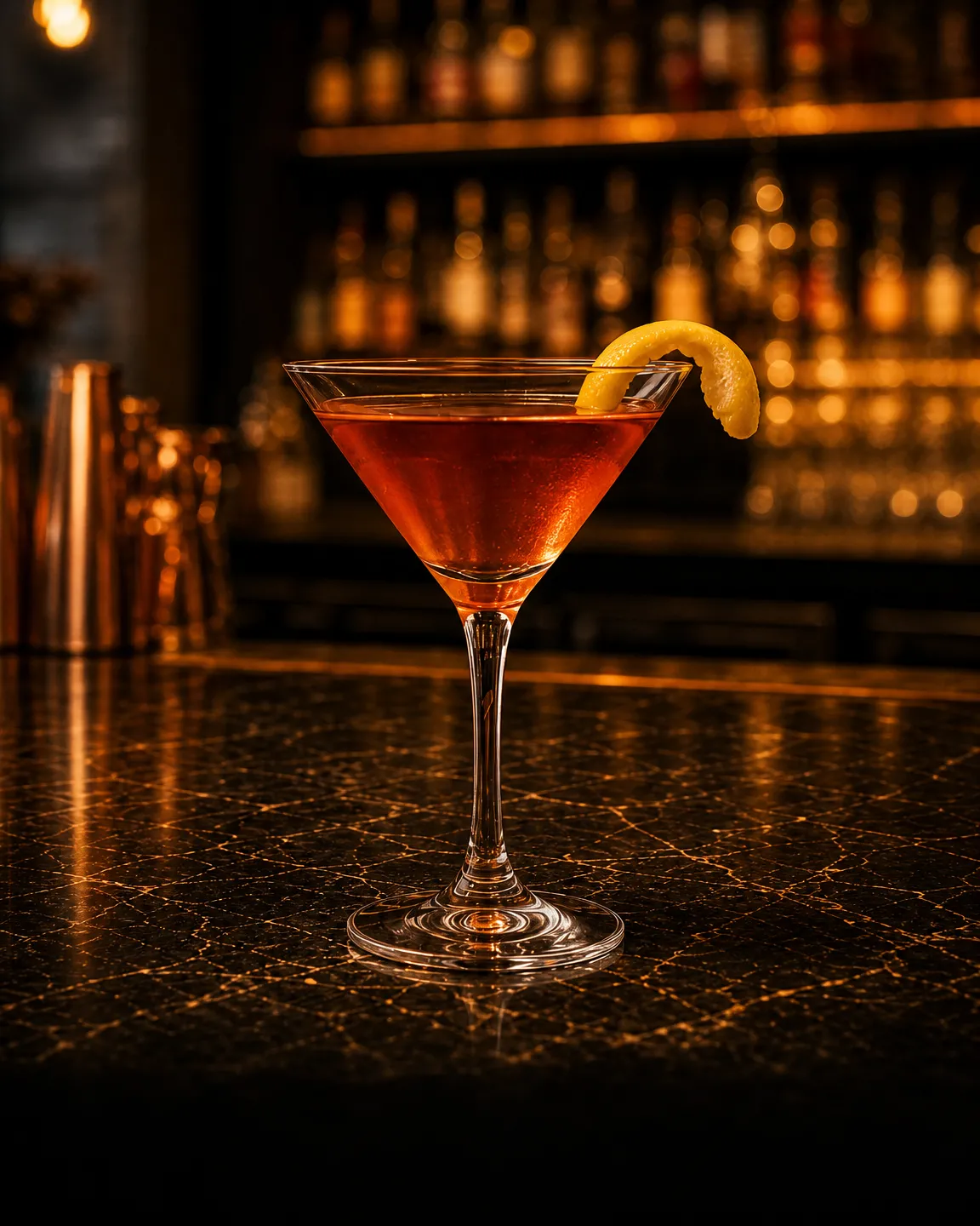 Cardinale, cocktail aperitivo. Bicchiere: Coppa cocktail (Martini)