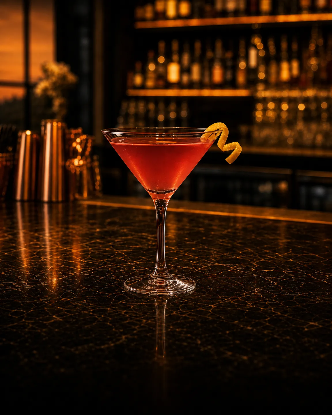 Cosmopolitan, cocktail aperitivo. Bicchiere: Coppa cocktail (Martini)
