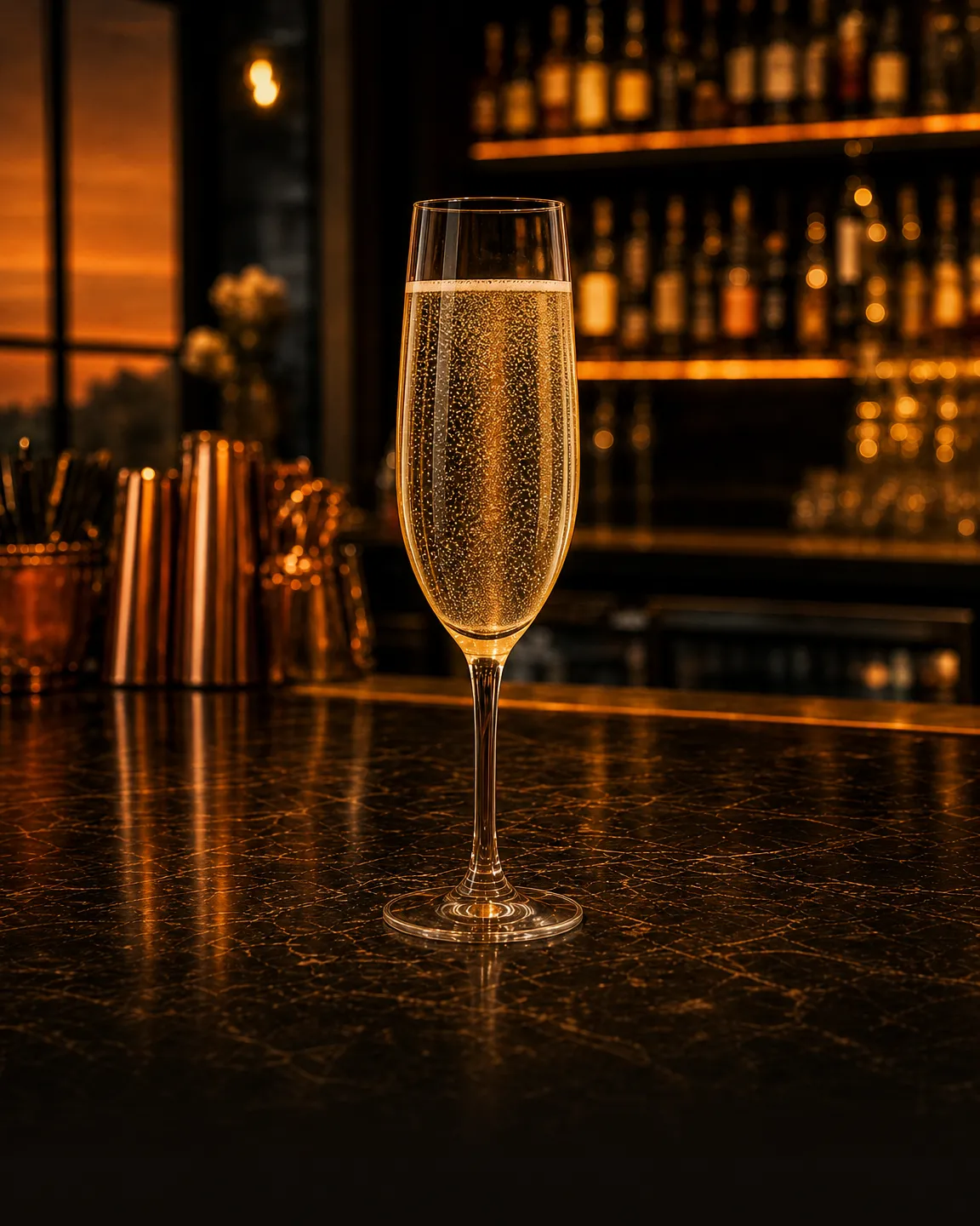 French 75, cocktail aperitivo. Bicchiere: Flûte
