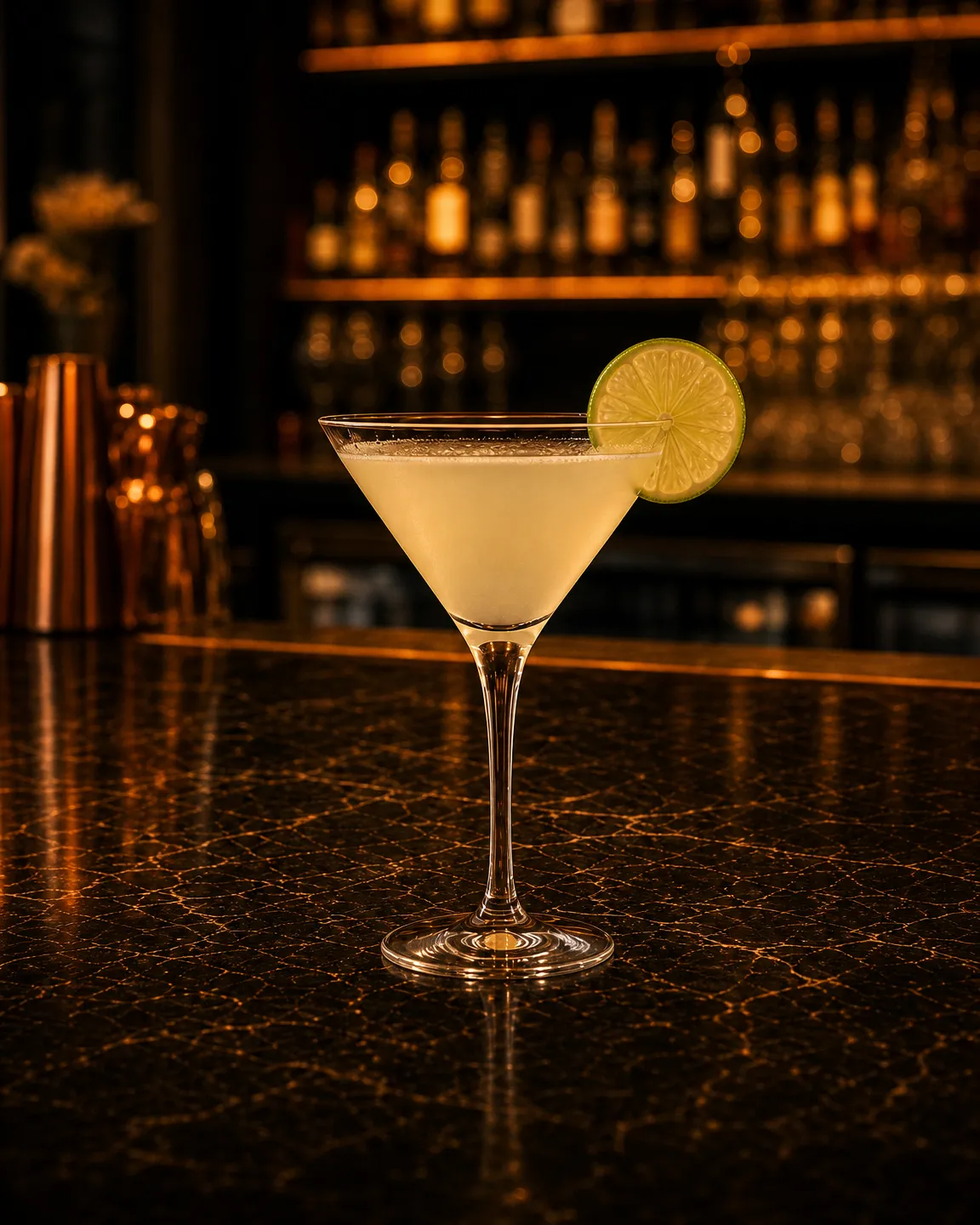 Gimlet, cocktail aperitivo. Bicchiere: Coppa cocktail (Martini)
