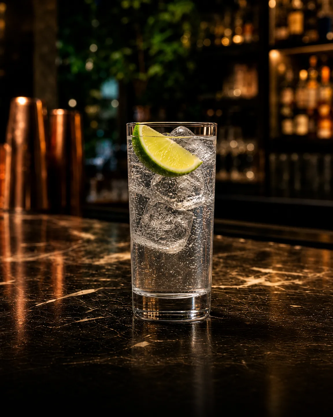 Gin Tonic, long drink. Bicchiere: Highball o Tumbler Medio