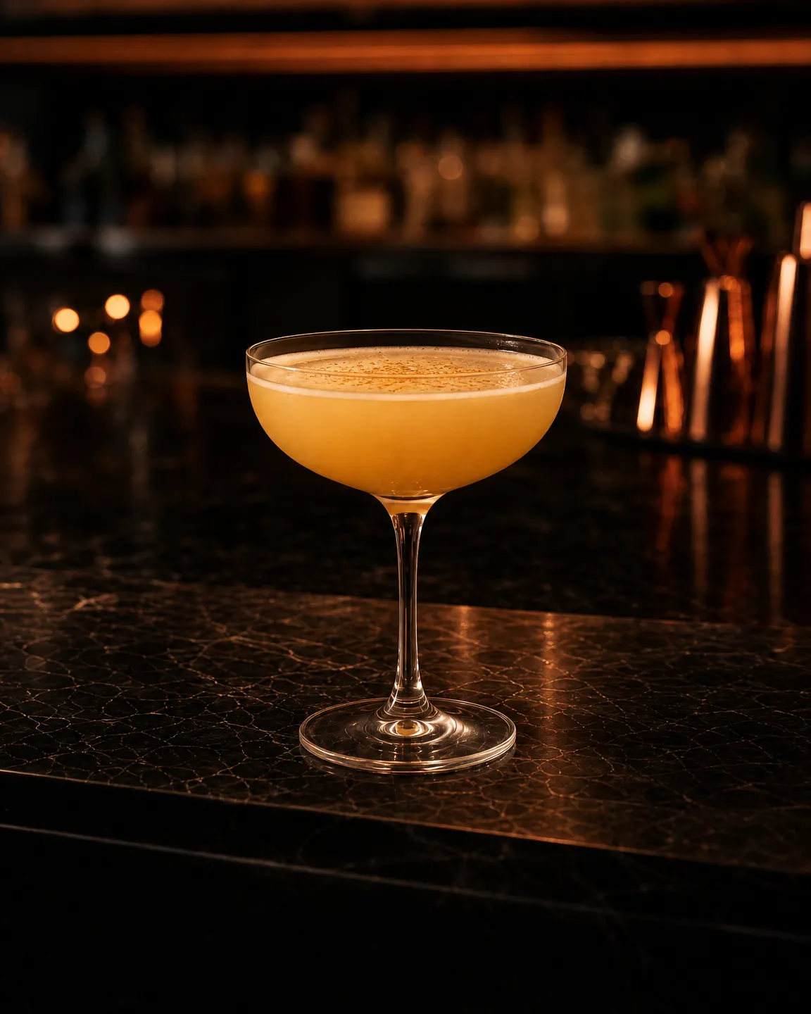 Golden Cadillac, after-dinner cocktail. Glass: Coupe