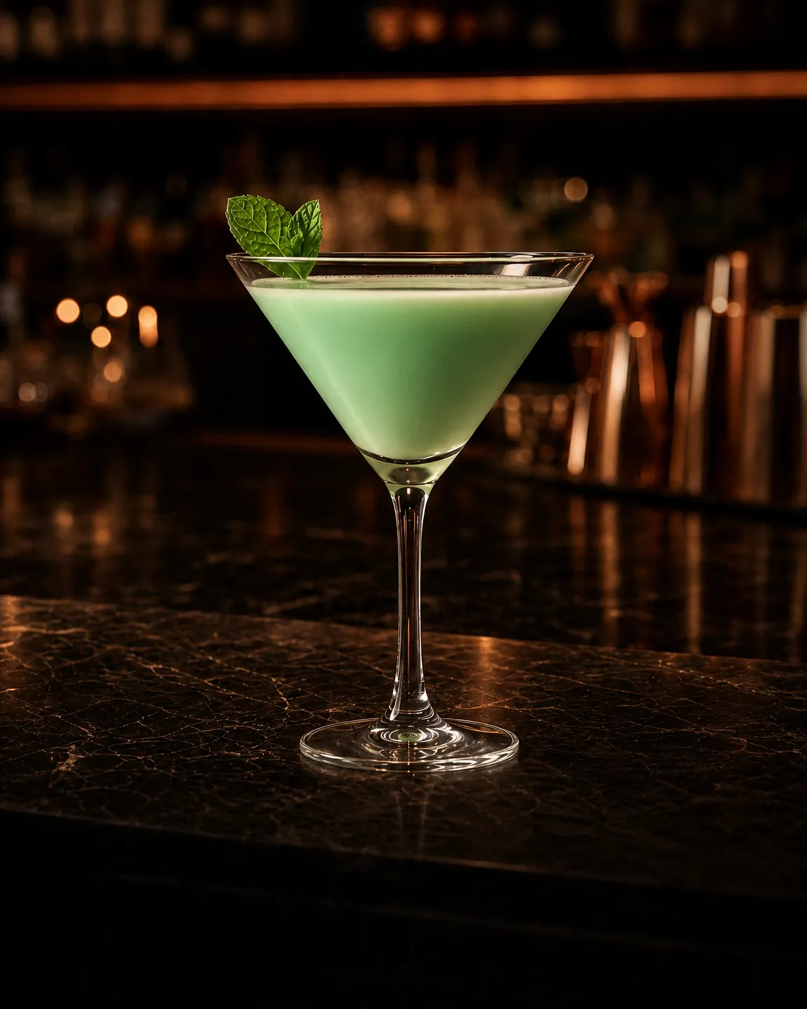Grasshopper, cocktail dopocena. Bicchiere: Coppa cocktail (Martini)