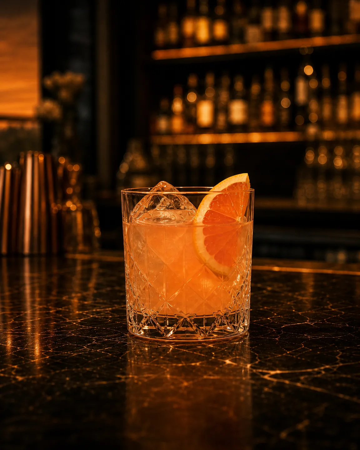 Great Gatsby, cocktail aperitivo. Bicchiere: Old Fashioned o Tumbler Basso