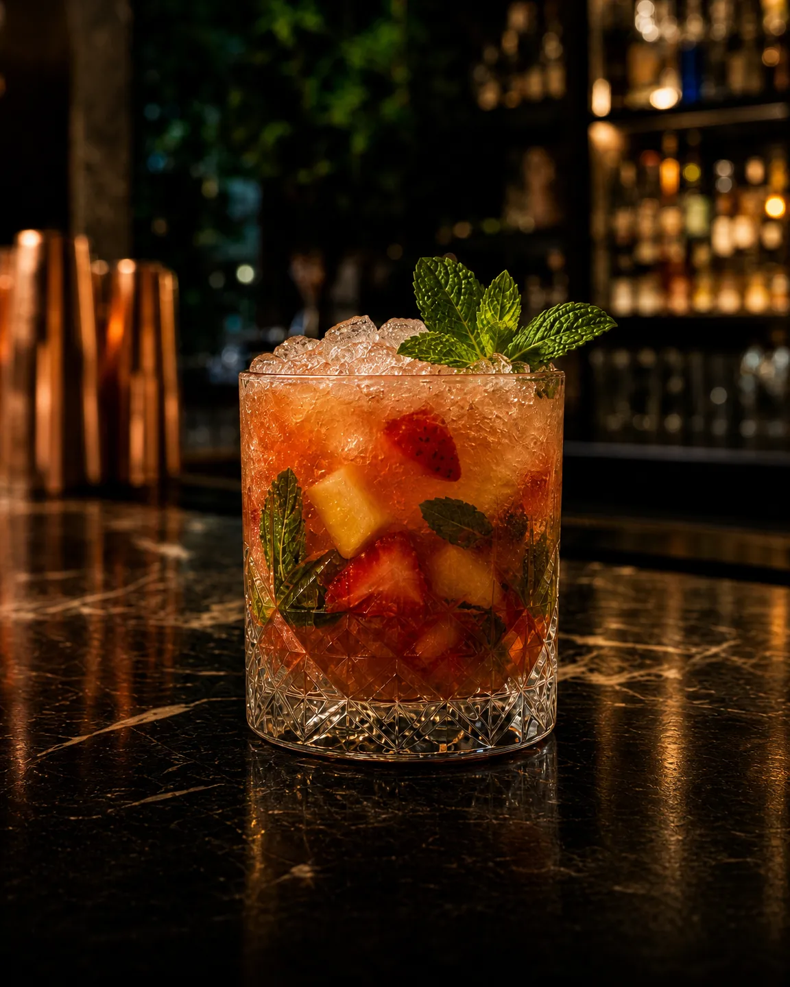 Jamaican Mojito, long drink. Bicchiere: Old Fashioned o Tumbler Basso