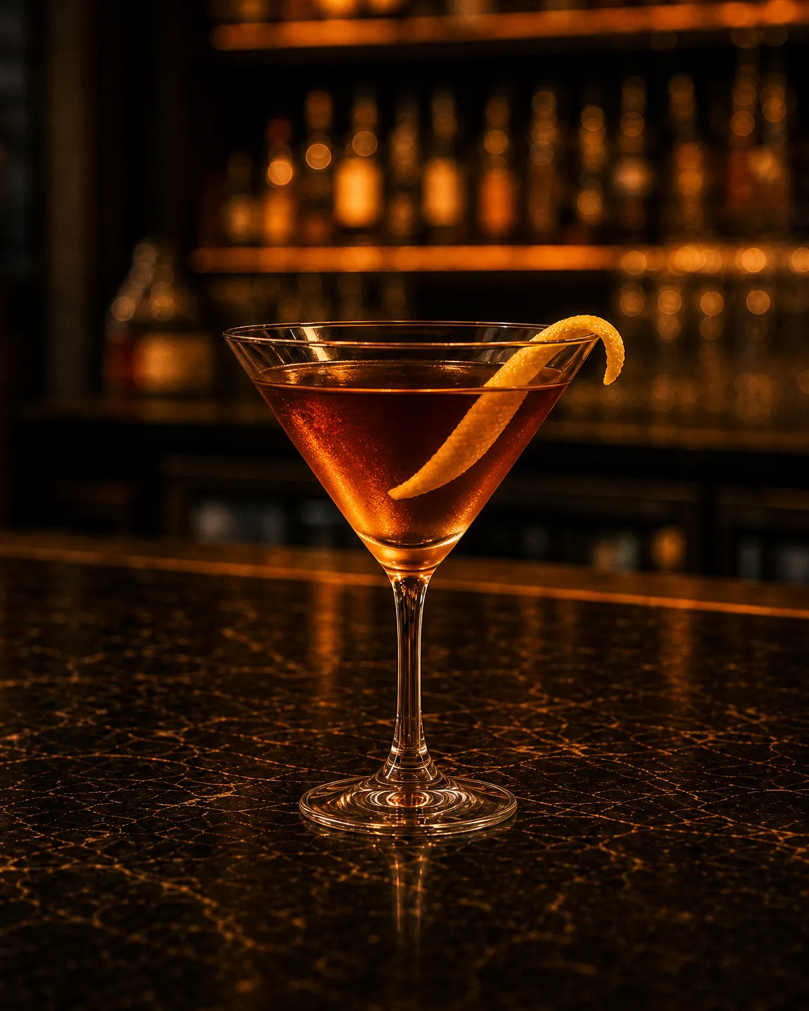 Manhattan Dry, cocktail aperitivo. Bicchiere: Coppa cocktail (Martini)