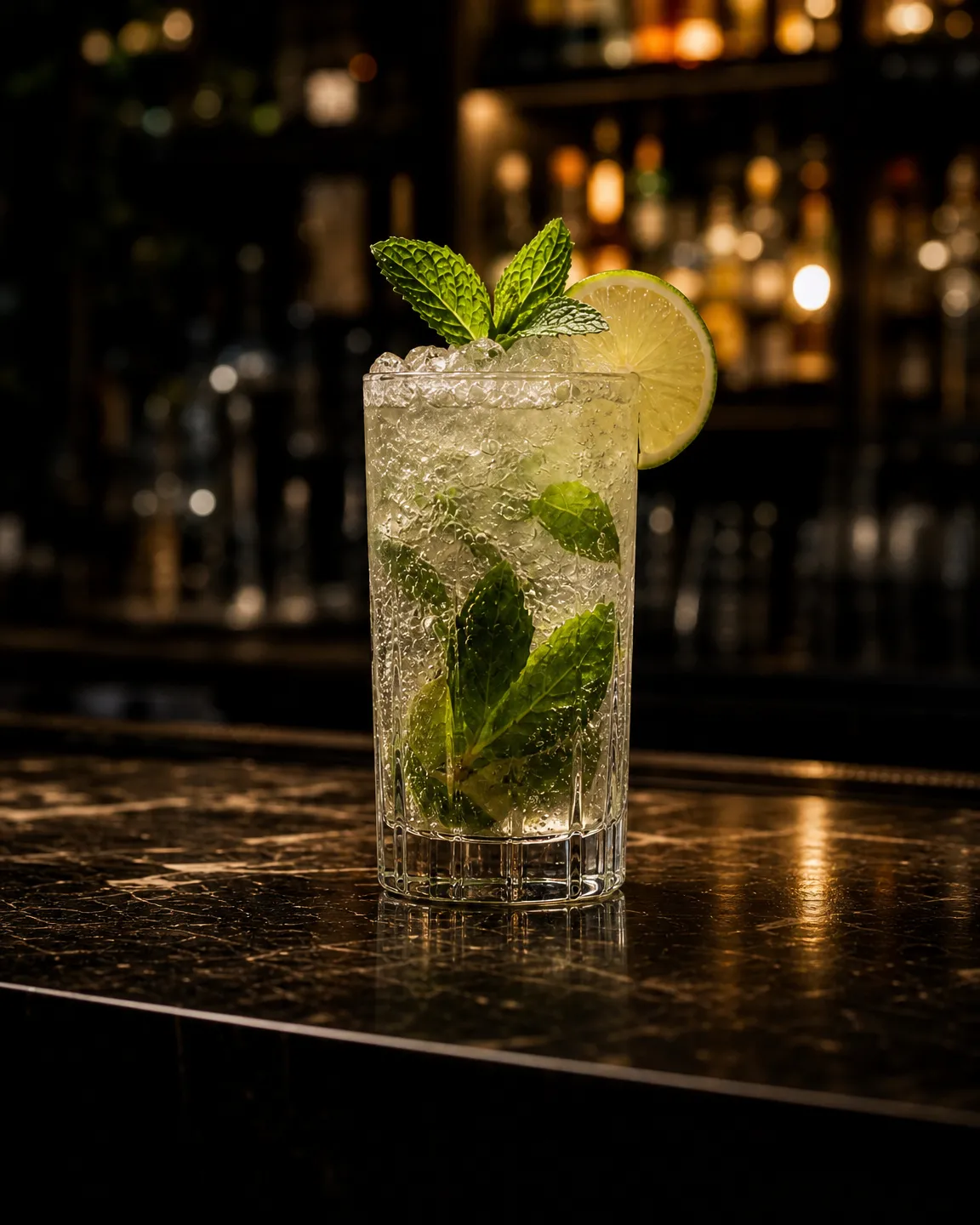 Mojito, long drink. Bicchiere: Highball o Tumbler Medio