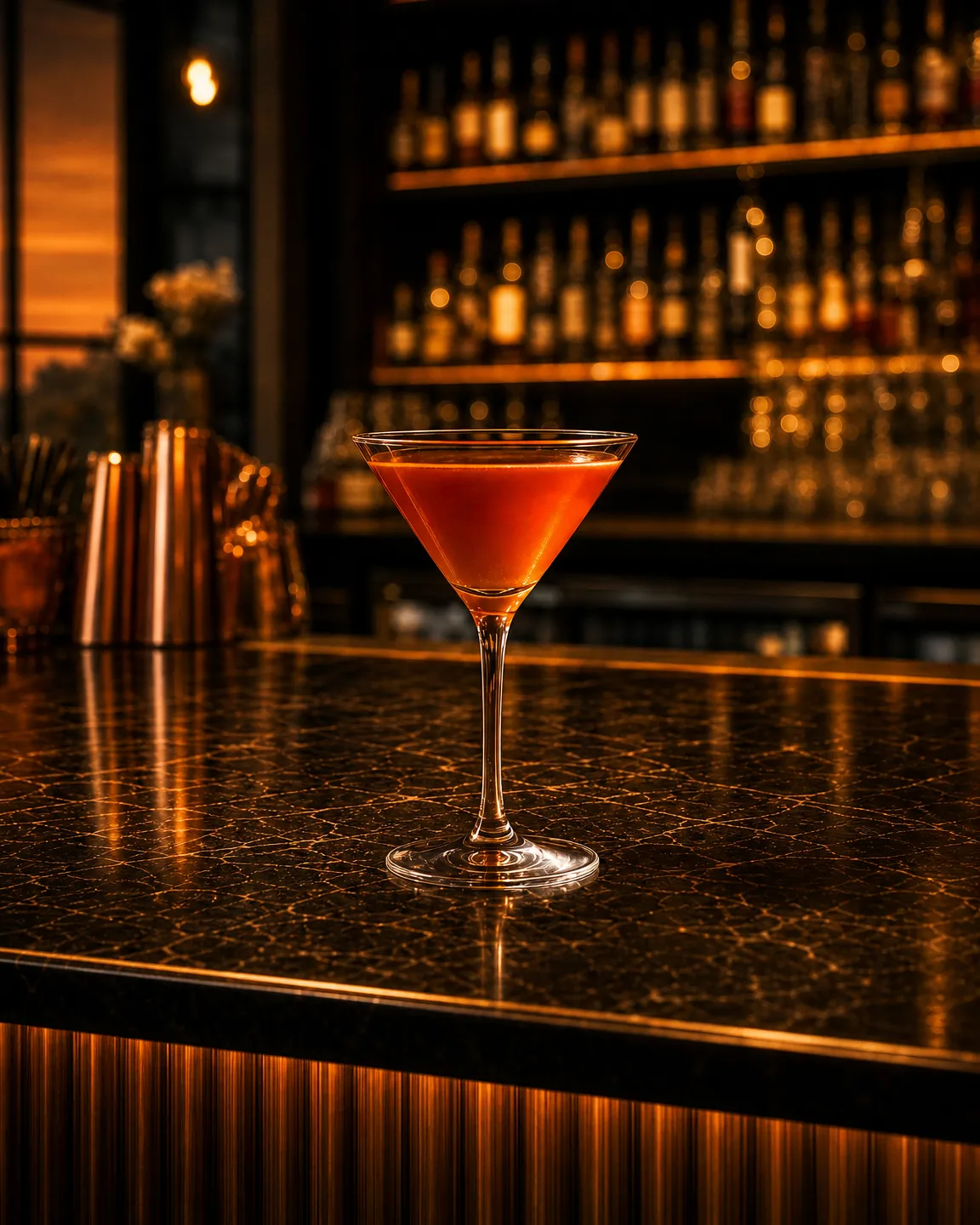 Paper Plane, cocktail aperitivo. Bicchiere: Coppa cocktail (Martini)