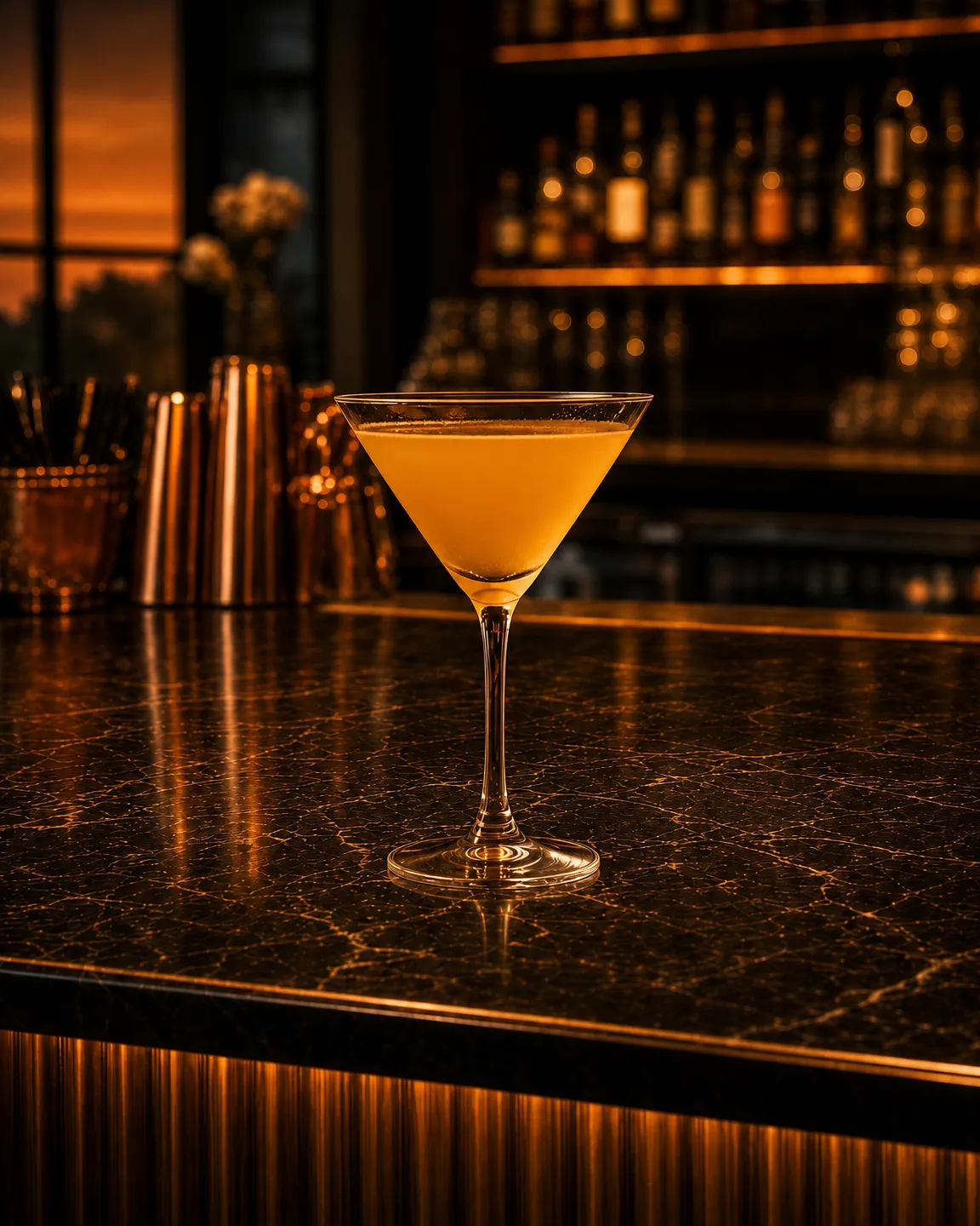 Paradise, cocktail aperitivo. Bicchiere: Coppa cocktail (Martini)