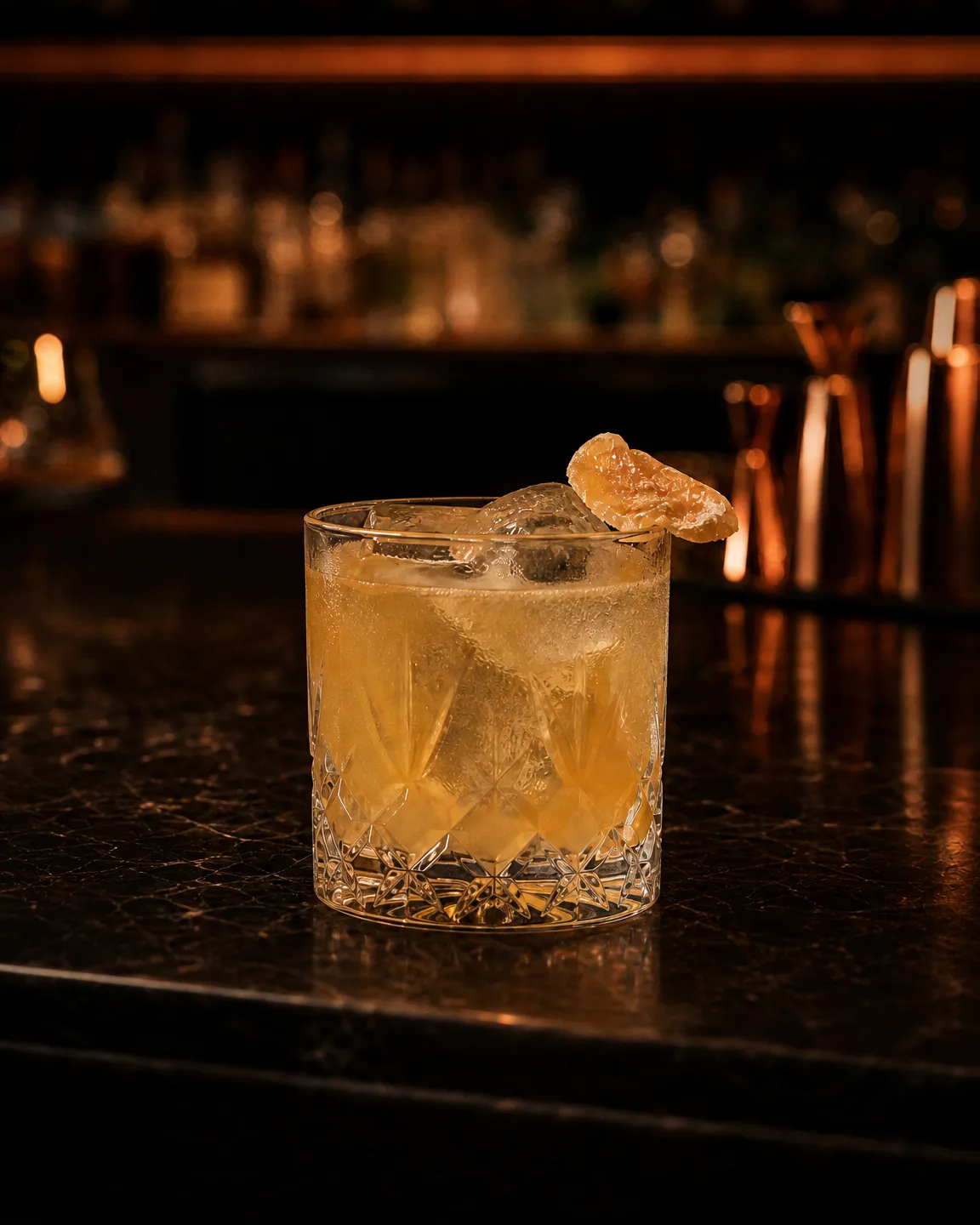 Penicillin, cocktail dopocena. Bicchiere: Old Fashioned o Tumbler Basso