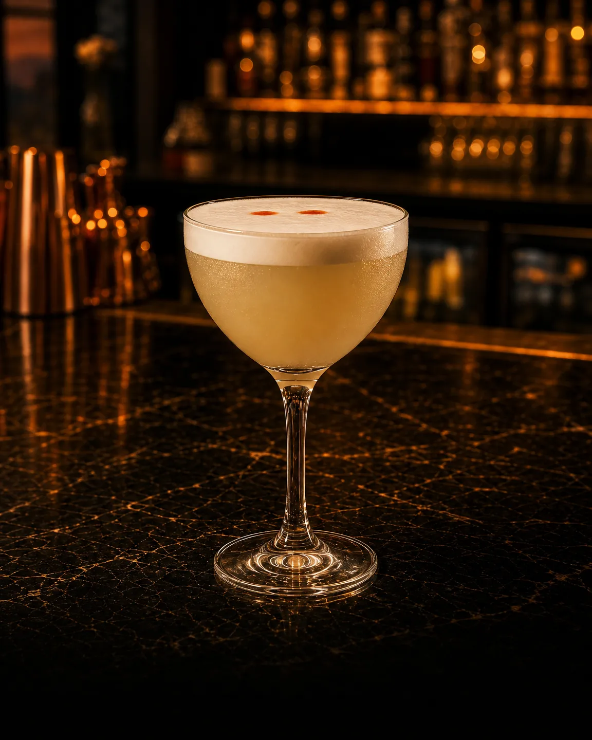 Pisco Sour, cocktail aperitivo. Bicchiere: Goblet o Calice Grande