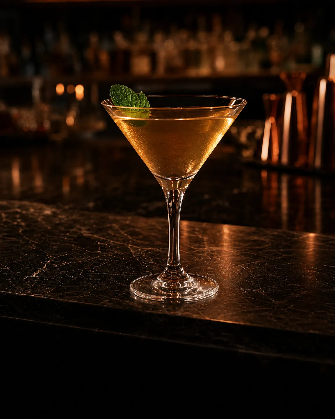 Stinger, cocktail dopocena. Bicchiere: Coppa cocktail (Martini)