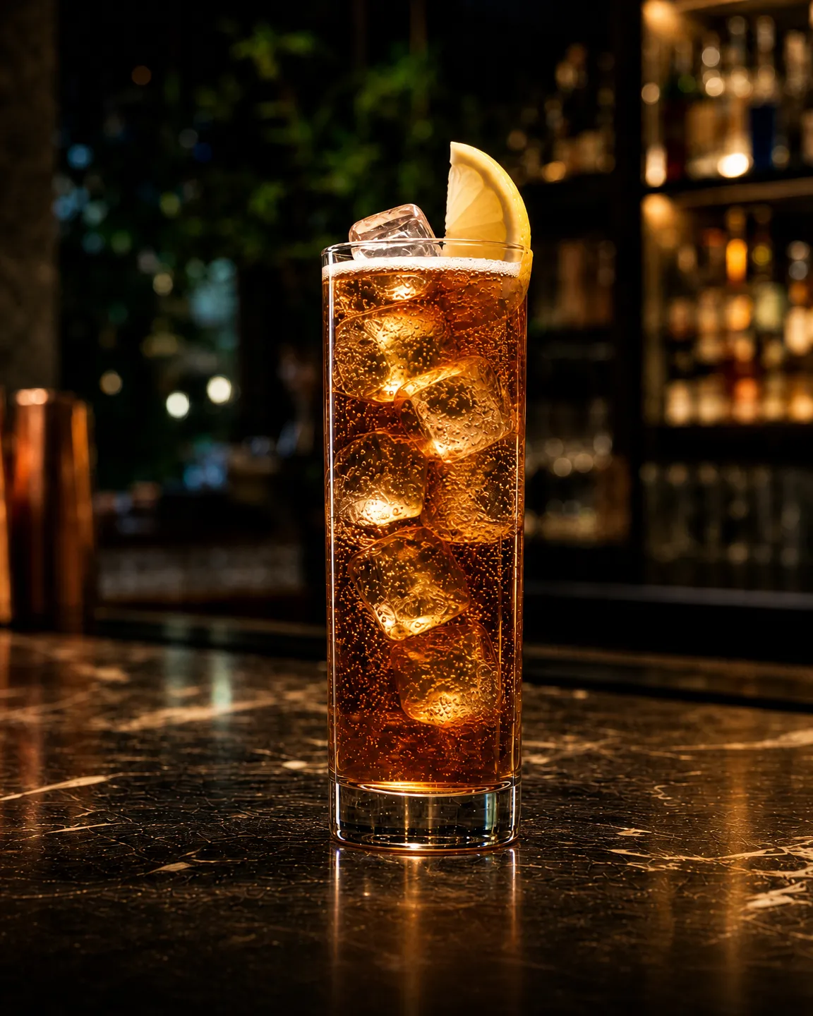 Texas Iced Tea, long drink. Bicchiere: Collins o Tumbler Alto