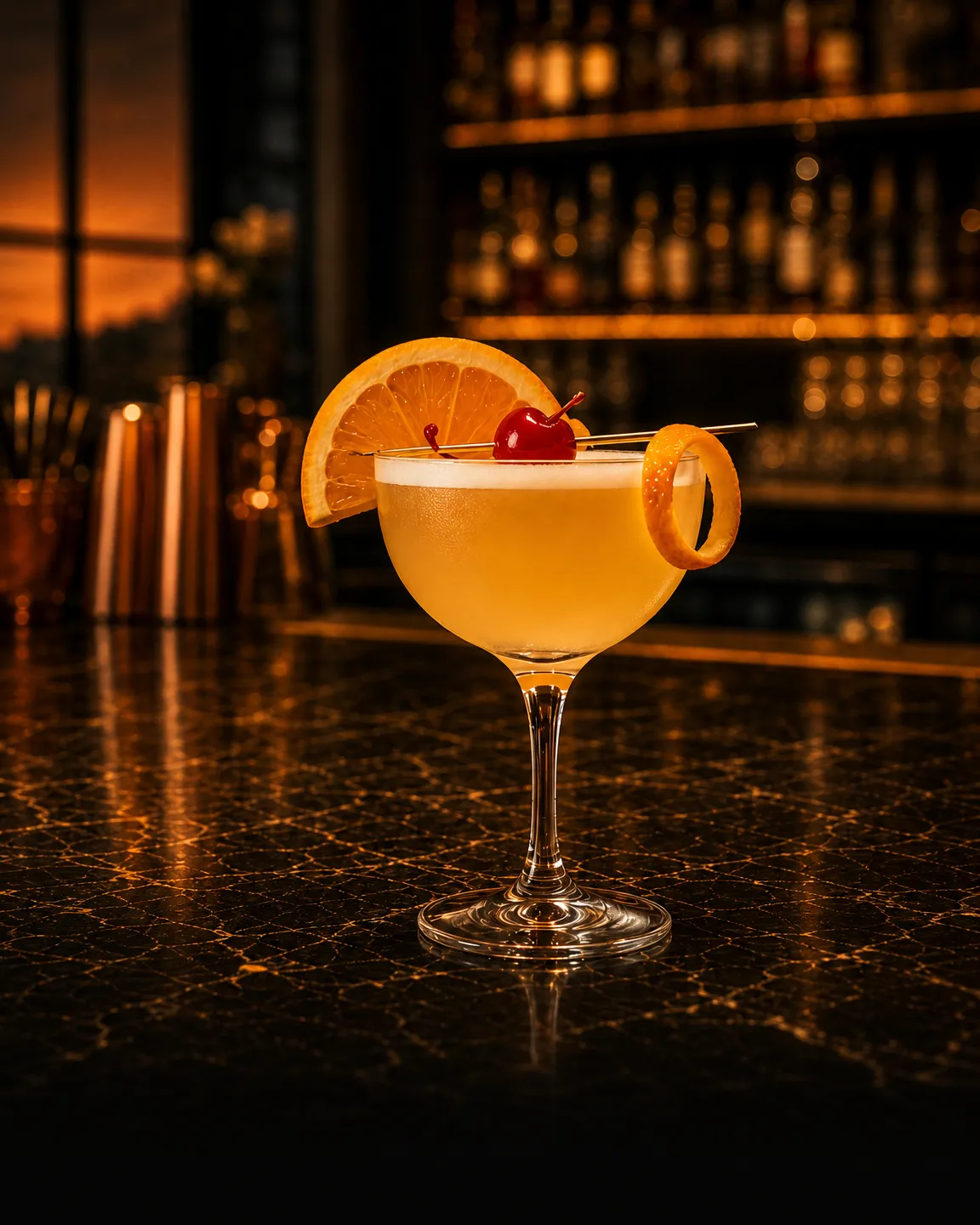 Whisky Sour, cocktail aperitivo. Bicchiere: Goblet o Calice Grande